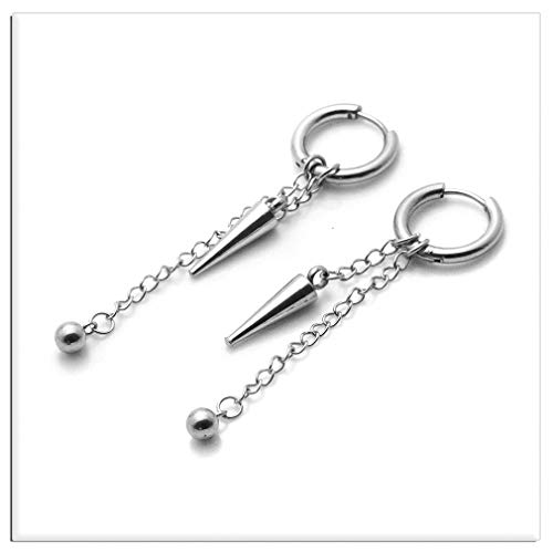 Xusamss Punk Jewelry Stainless Steel Huggie Hinged Earrings Spike Long Chain Dangle Drop Hoop Earrings4