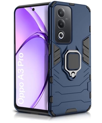 Image of WOW IMAGINE Shock Proof Back Case Mobile Cover for Oppo A3 Pro 5G | Oppo K12x 5G | Back Cover Case (Tough Armor | Hybrid PC + TPU | Ring Holder & in-Built Kickstand | Blue)