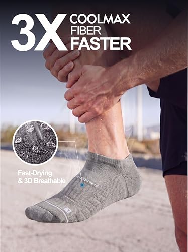 Image of Rahhint No Show Compression Running Socks Coolmax Anti Blister Full Sole Cushion Ankle Slip Resistant Heel Tab Workout Golf