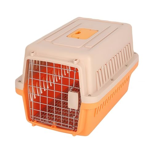 Liangpin【多サイズ】 ペットキャリー 航空対応 猫用 犬用 ハードキャリー 手提げ&肩掛け対応 通気性 トイレトレイ付き ドライブ・旅行・通院用 キャットキャリー ドッグキャリー (オレンジ,32*30*48)