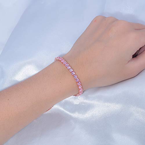 CiNily Adjustable Tennis Bracelets for Women Teen Girls Rainbow Cubic Zirconia Bracelet 14K White Gold Plated Hypoallergenic Slider Bracelet Jewelry Gift4