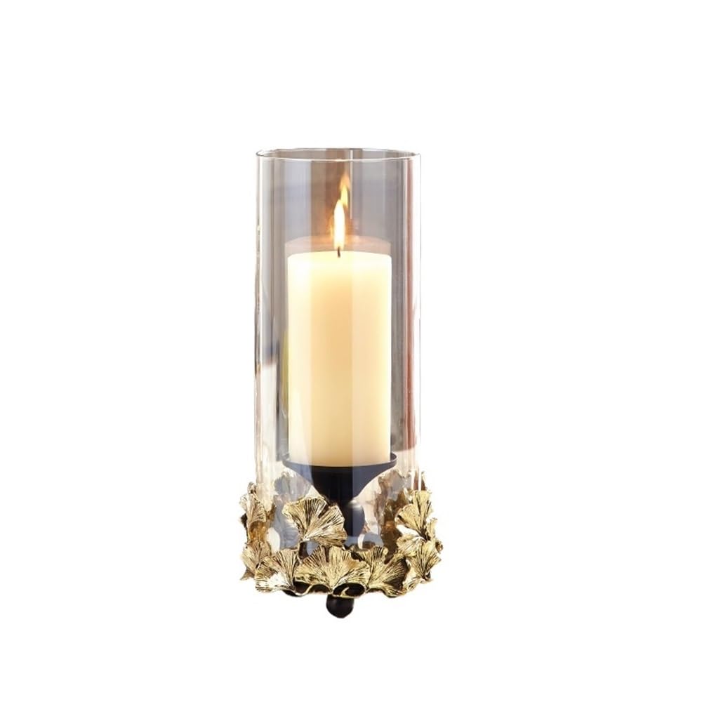 Candlestick Holder Glass Candle Holders Vintage Metal Decorative Ornaments(Large)