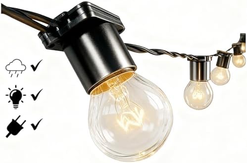 Varal de Luzes 20 Metros Externo, Luzes de Natal, Amarelo Transpa...