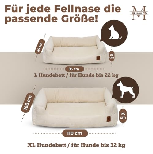 Manno Hundebett mit Memory Foam für mittelgroße & Grosse Hunde [Gratis Decke & 2 Kissen] Kuscheliges Bett für deinen Hund mit waschbarem Bezug | Hundekissen, Dog Bed, wasserabweisend & rutschfest (L)