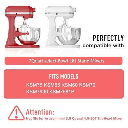 Image of 7QT Stainless Steel Mixer Bowl for Kitchenaid Stand Mixers, Kitchen Aid Mixing Bowl for 7QT Lift Mixer with Handle