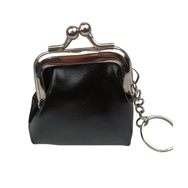 PU Leather Coin Purse Solid Color Zipper Wallet Mini Handbag | Black - 2 inch-image-31