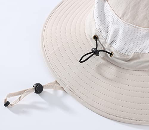 Image of Home Prefer Outdoor UPF50+ Mesh Sun Hat Wide Brim Fishing Hat with Neck Flap