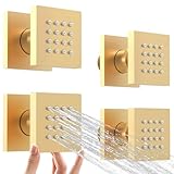 Shower Body Spray Jets with On Off Switch Adjustable Flow Body Sprays Jets Massage Spa Jet Brushed Gold, Flow control