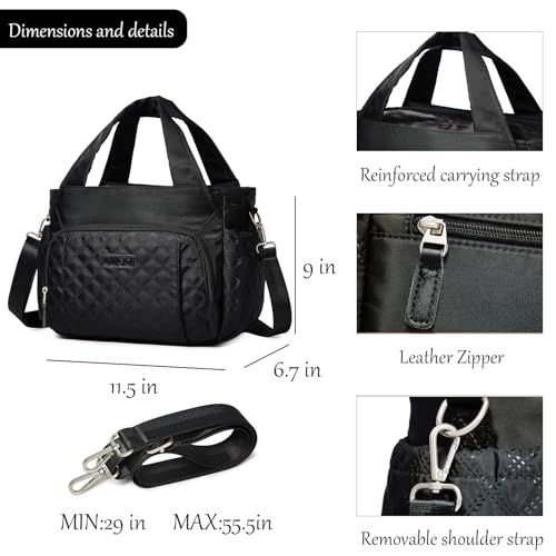 Medium Tote Bag for Women, Quilted Crossbody Shoulder Bags for Women with Zipper, Handbag Purse Top Handle Satchel4
