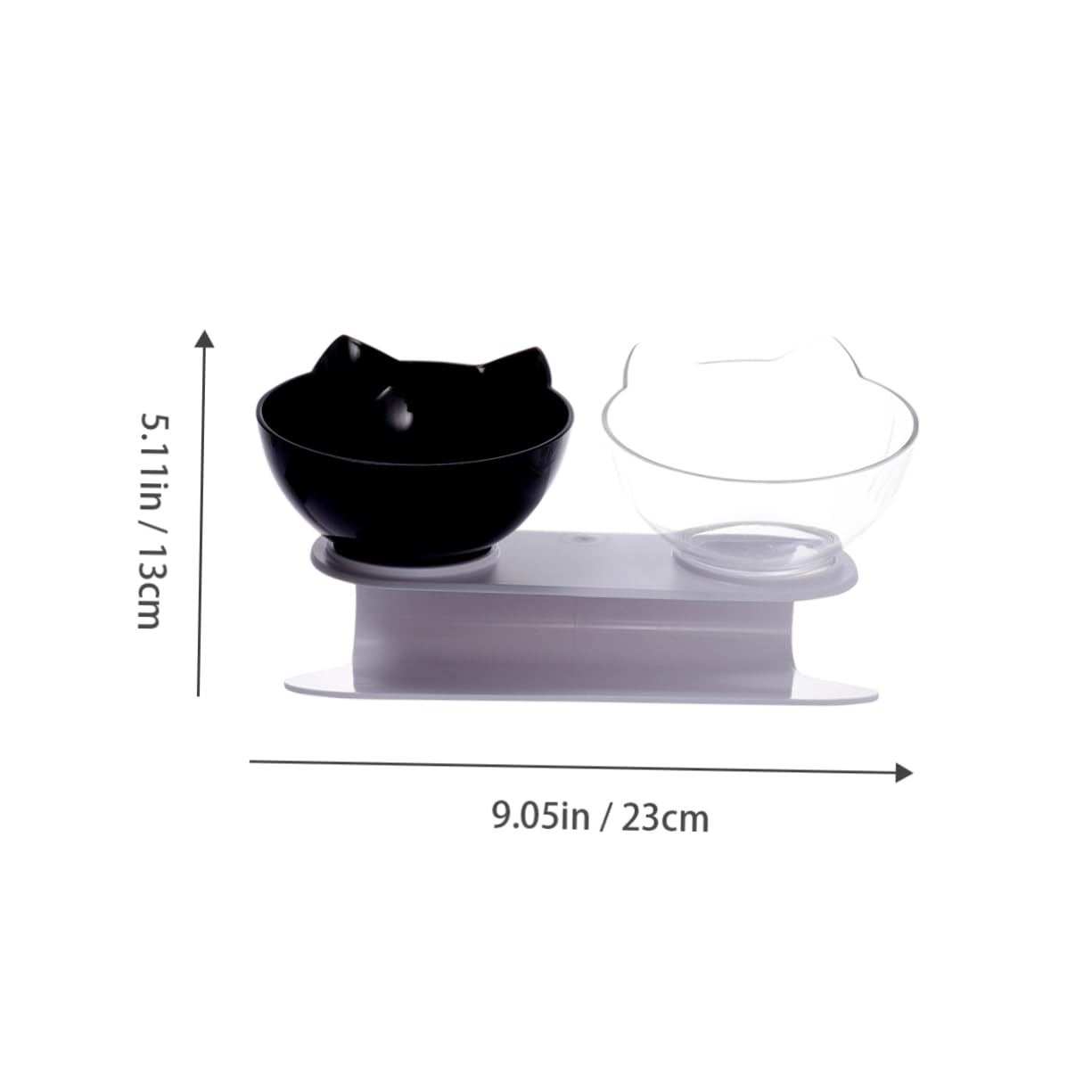 CIYODO Slanted Mouth Pet Feeder Bowl Oblique Design Non Slip Dual Food and Water Bowls for Cats and Dogs Transparent Plastic Easy Viewing Cervical Spine Protection