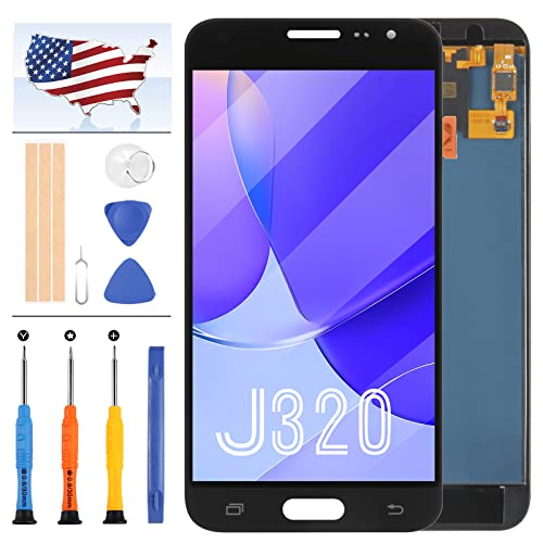 TFT Screen Replacement for Samsung Galaxy J320 LCD J3 2016 J320M J320A J320H J320F J320P J320Y Display Touch Assembly Matrix Replacement Parts Sensor Digitizer Glass Kit (TFT Black)