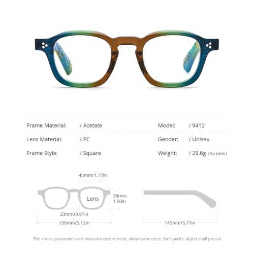 Image of HEPIDEM Acetate Glasses Frame Men Women Square Eyeglasses Optical Spectacles MZEPH