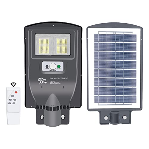 Image of Epyz 30Watt Grey Solar Street Light Outdoor with Remote, 208 Led Motion Sensor and Dusk to Dawn for Garden, Street, Lawn, Patios and Pathways [ with Out Pole ] [ Pack of 1, Cold White]