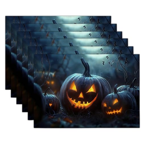 Set de table Halloween citrouille noir et orange pour repas festif