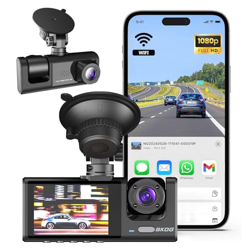3 Channel Dash Cam Front, Rear & Cabin Camera 1080P Full HD, WiFi...