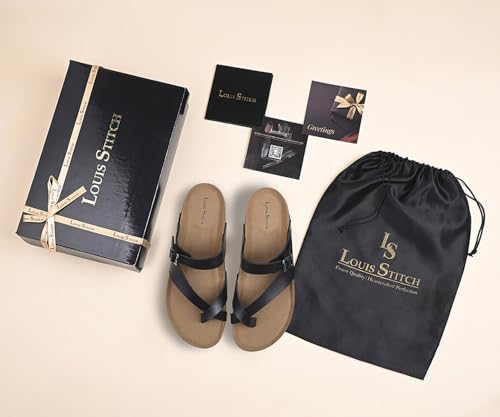 Image of LOUIS STITCH Comfortable Open Toe Cork Sandals | Lightweight Casual Sliders with Toering and Easy Slip-on Slippers | Back Open Sandals | LSOF-10