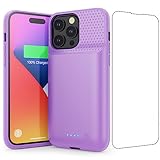 QTshine Battery Case for iPhone 14 Pro Max,14 Plus and 13 pro Max, Real 8600mAh Rechargeable Smart Extended Charging Case, Ultra-Slim Portable Protective Battery Pack (6.7 inch) Purple