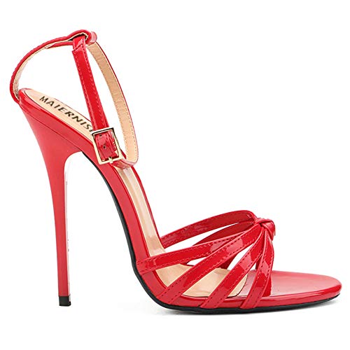 Image of MAIERNISI JESSI Unisex Men's Women's Strappy Stiletto Sandals, Ankle Strap, 5.1 Inch High Heel