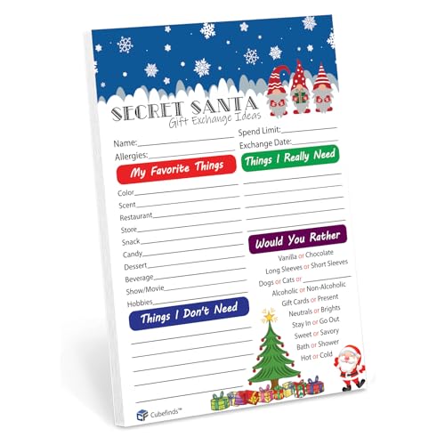 Questionário secreto de Papai Noel – Pacote com 25, 12,7 x 17,7 cm – Festas de Natal ou Festas de Natal, para casa, escritório, amigos ou família – Ajude os outros a saberem que presente você quer – Ótimo para aprender o que crianças e adultos querem nesta temporada de férias.