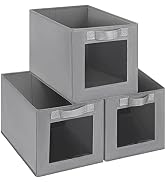 Homsorout Closet Storage Bins, Foldable Storage Basket with Window and Handle, Fabric Baskets for...