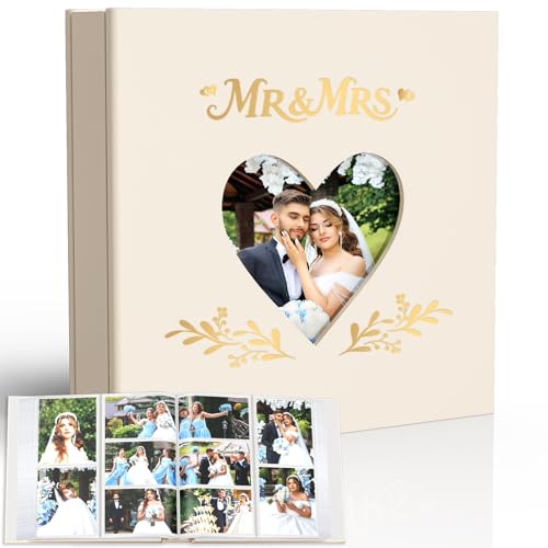 Barsone Wedding Photo Album 4x6 400 Pockets Beige Linen Memory Book Gift