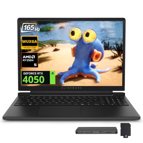 Image of Dell Alienware 15 15.3 inch WUXGA 165Hz Gaming Laptop, GeForce RTX 4050 6GB GDDR6, AMD Ryzen 5 220, 32GB DDR5, 2TB Storage(1TB SSD+1TB Docking Station Set), Backlit, Wi-Fi 6, Win 11, Black