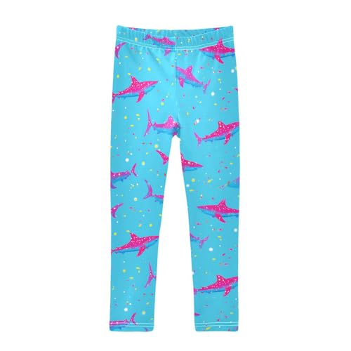 Pink Shark Blue Sea Girls Leggings Soft Stretch Workout Yoga Dance Pants for Kids Casual Tights