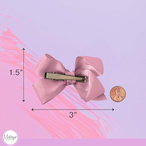 Image of Small Solid Bow for Girls - Set of 12 (Blush)