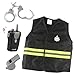 skyllc Police Costume Set Kids Police Vest Walkie-talkie Manette Fischietto Bambini Attrezzatura Cosplay per il Carnevale di Halloween