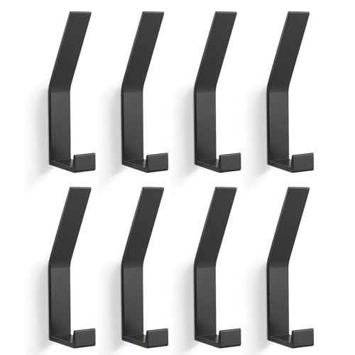 GOLUMU 8 Stück Kleiderhaken Schwarz, Garderobenhaken Wand Moderne Garderobenleiste Handtuchhaken zum Bohren für Jacken, Mäntel, Kleidung, Schals, Handtaschen und Mehr