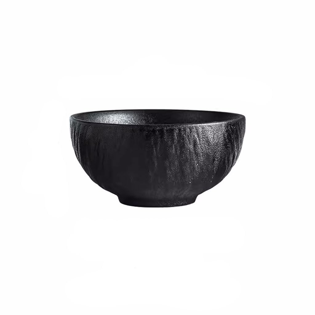 WOTZOV Salad Bowl Ramen Bowl Japanese Soup Bowl Large Household Salad Bowl Noodle Bowl Personalized Rock Bowl Large Soup Bowl Tableware Bowls For Kitchen Ice Cream Bowls，Black 700ml