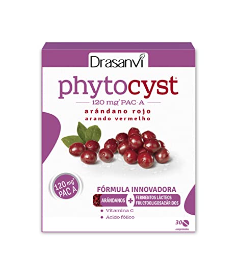 Drasanvi PHYTOCYST con Arándano Rojo Americano 120 mg PAC-A | para el Sistema Inmunitario y Urinario| con Arándano Rojo y Vitamina C | 30 Comprimidos
