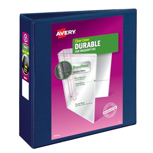Avery Durable View Binder, 1" Slant Rings, 220 Sheet Capacity, 3 Ring Binder, 2 Pockets, PVC Free, Black (34003) view 8