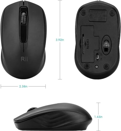 Rii Maus Kabellos, Silent Funkmaus 1000 DPI für Links und Rechtshänder, PC/Laptop/Windows, Schwarz 4