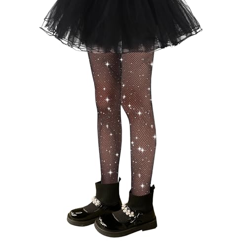 Girls Sparkle Fishnet Tights Glitter Tights for Kids Toddler Rhinestone Stockings Halloween Star Pantyhose2