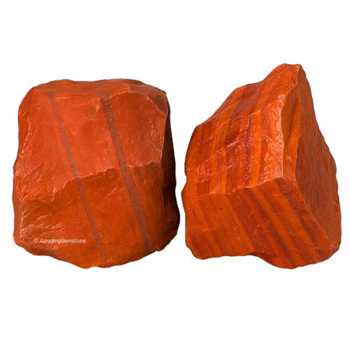 Image of Amazing Gemstone 2 Pieces Red Jasper Raw Crystals and Healing Stones, Natural Rocks for Tumbling and DIY Raw Stones and Crystals