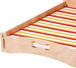 Etna Products Wooden Dog Bed Bone and Footprint Design with Removable Stripe Cushion, Small Pet Bed for Indoor/Outdoor Use 22" L x 16" W x 12" H