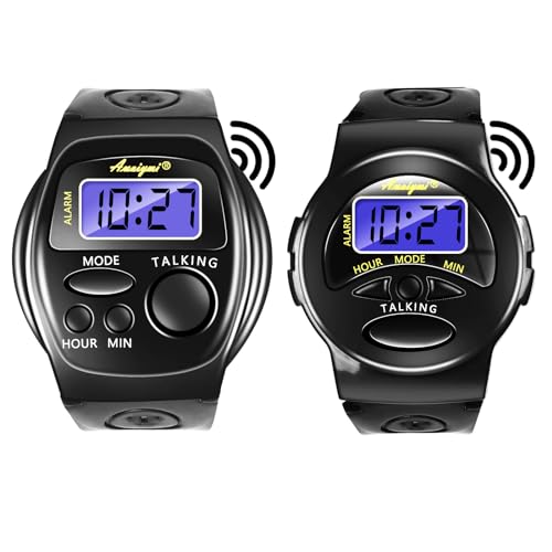 Awaiymi 2PCS English Atomic Talking Watch Black Talking Watches for The Blind Loud Talking Atomic Watches for Men and Woman Easy to use for Seniors Blind Best Gift for Seniors TG2108SILVER