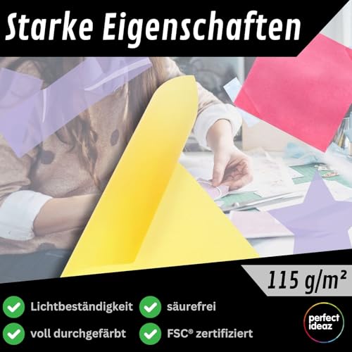 Miniatura 4 de Perfect Ideaz 50 Hojas De Papel Transparente Din A4, Papel De Pergamino De 115 G M De Colores, Papel De Calco Sedoso-Mate, En 10 Colores Diferentes, Para Manualidades, Calcos, Dibujos, Bocetos