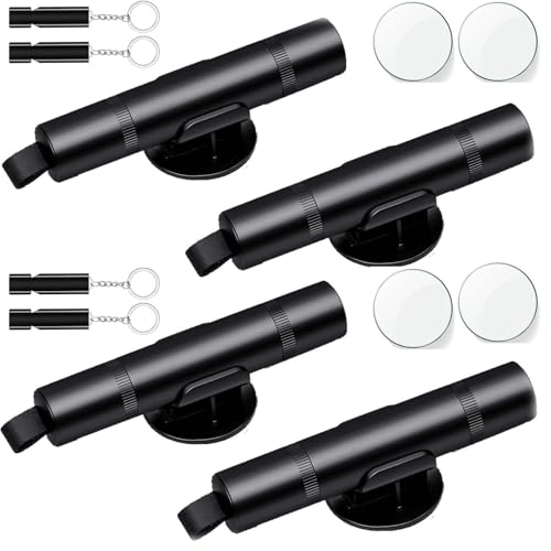 Wttagkl Safe Pro X Martillo de Seguridad para Auto, Cortacinturón 2-en-1 y Martillo de Emergencia, Cortacinturón de Emergencia Multifuncional, Martillo de Emergencia con Cortacinturón,Schwarz-4 Stück
