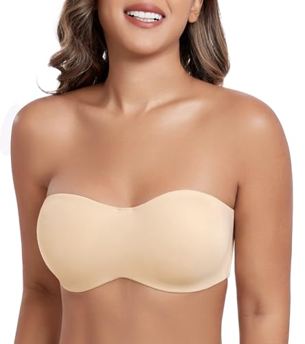 HACI Women's Unlined Strapless Bra for Plus Size Minimizer Seamless Underwire Large Bust Bandeau4