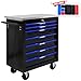 RYH 4/5/6/7 Drawers Rolling Tool Chest -Heavy Duty Mobile Metal Tool Box with Locking Wheels, with Stainless Steel Worktop, Garage Tool Storage Cabinet (Black-Blue, 7-Drawers 30.7
