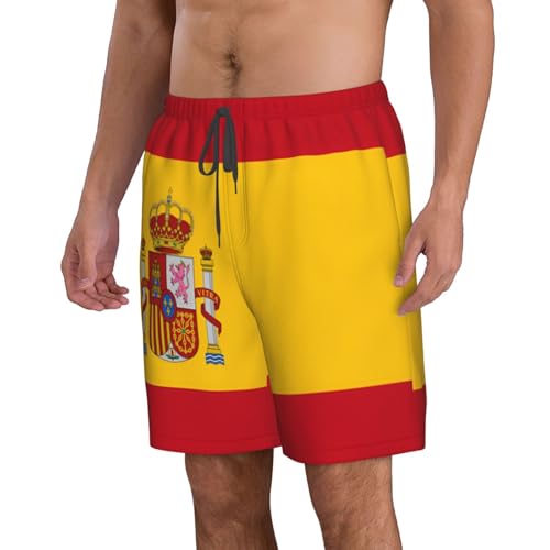 Spanish Flag Men's Beach Pants-Quick-Dry & Comfortable Mens Beach Shorts for Men, Perfect for Surfing and Everyday Wear White2