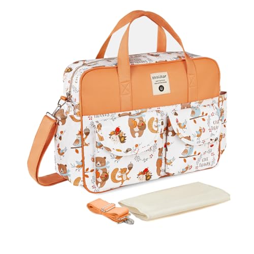 SONARIN Gran Capacidad Multifuncional Bolsa de Pañales para Bebés,Materna Messenger Bolsos Bandolera Bolsa de Viaje para Pañales Impermeable con Correa de Hombro & Cambiador(Oso)