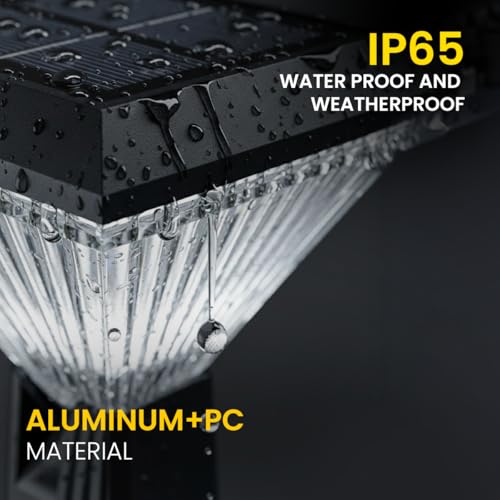 Image of hardoll Solar Gate & Garden Outdoor Lights for Home 8800mAh Battery, IP65 Waterproof, 64 LEDs, 3 Color Modes (Warm /Cool /Neutral), Remote Controlled, Square Shaped Pillar Lamps with Poles(Pack of 2)