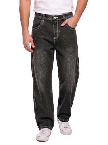 Image of GINGTTO Men's Baggy Barrel Jeans Wide Leg Y2K Denim Pants | Loose Fit Streetwear Casual Hip Hop Skater Vintage Style