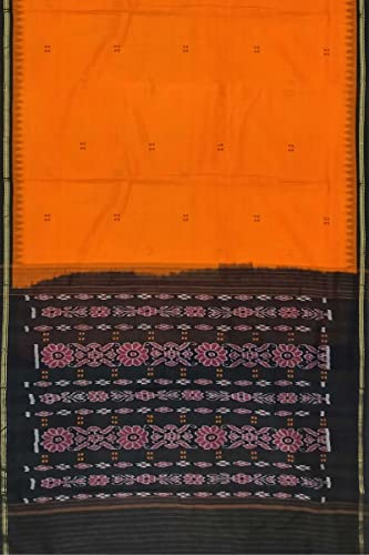 Image of Odisha Sambalpuri Handloom Ikat Women's Cotton Saree, Odisha Handloom Handmade Pure Cotton Khandua Saree, Ikkat Orissa Traditional Handloom Saree Without Blouse
