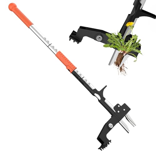 POOSIDE Weed Puller Tool, Gardening Stand-Up Weeder Puller with Ergonomic 39.3' Long Handle and 3 High-Strength Stainless Steel Claws, Easily Remove Weed