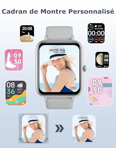 GRV Smart Watch for Men Women, Bluetooth Call, for iPhone Android Gray - image 5