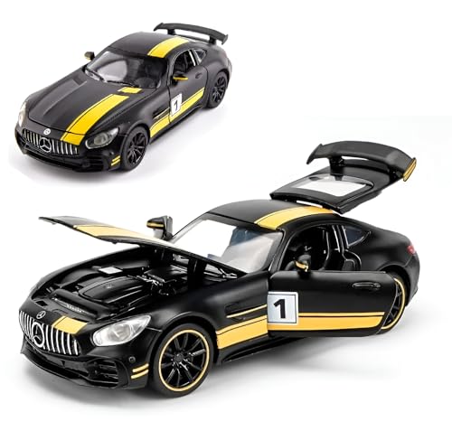 Image of 1:32 Scale Mercedes-Benz AMG GT R Diecast Car Toy - Pull-Back Alloy Sports Model with Light & Sound - Toy Car for Kids, Boys, Collectors & Enthusiasts (Multicolor)